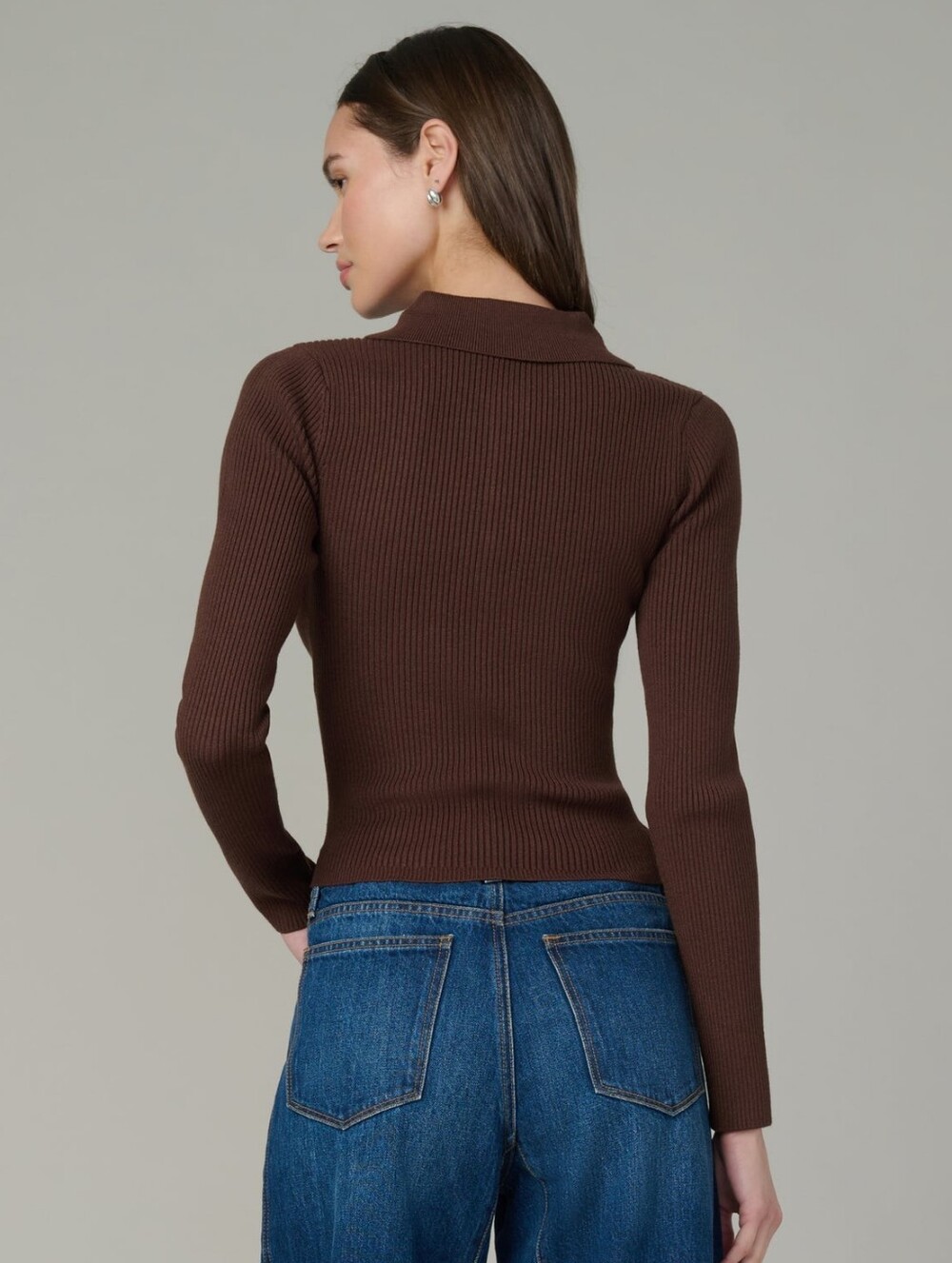 NWT Joe's Jeans The Lisa Polo Sweater in  XS Chocolate (Brown) - Picture 7 of 10